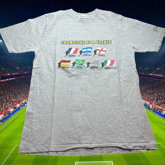 Vintage 2002 FIFA Soccer World Cup Korea Japan Medium Grey Champions T-shirt - Picture 1 of 7